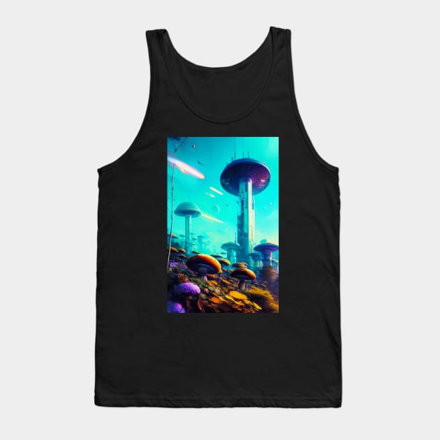 Abstract Another World Mushroom City Tank Top by Voodoo Production